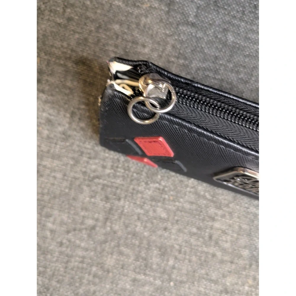 Harley Quinn Zip-Around Wallet Red Black Diamond Pattern Mad Love Joker Leather